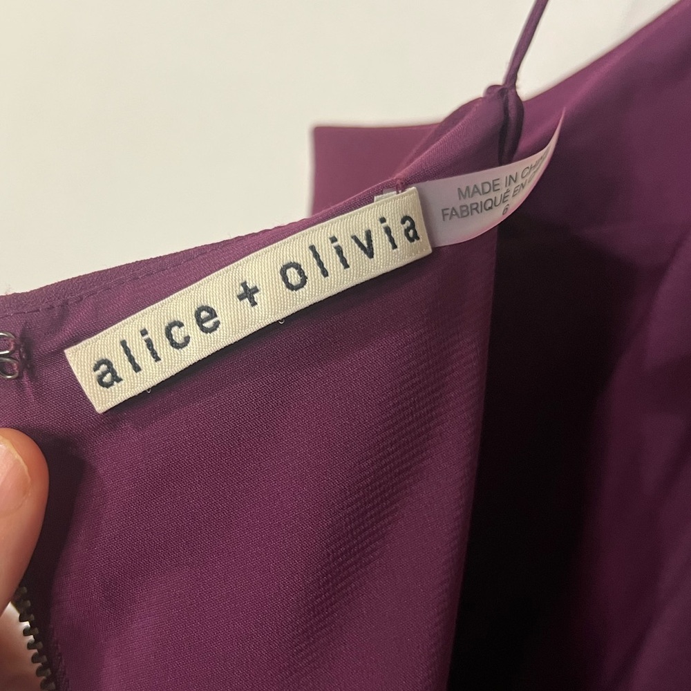 Alice + Olivia Women’s Burgundy Kipp Layered Ruffled Mini Dress Size 6 - Picture 6 of 10